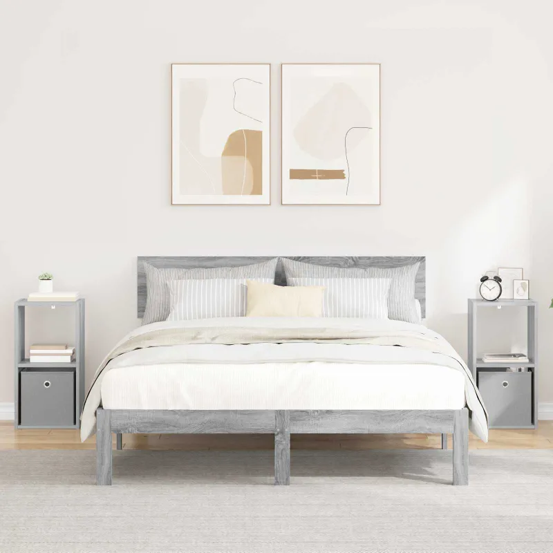 Naktinis staliukas 2 pcs Pilkas Sonoma 30,5 x 27 x 59,5 cm