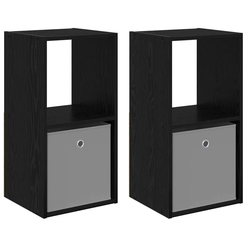 Naktinis staliukas 2 pcs Juodas ąžuolas 35 x 32 x 68,5 cm