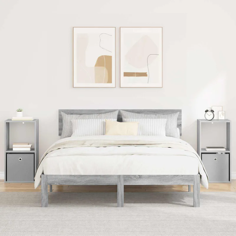 Naktinis staliukas 2 pcs Pilkas Sonoma 35 x 32 x 68,5 cm