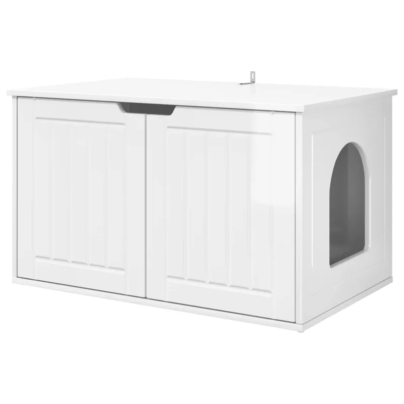 Katės namelis Blizgus baltas 85 x 55 x 50,5 cm Apdirbta mediena