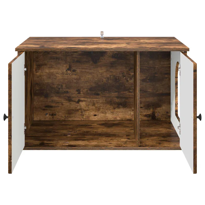 Katės namelis Rūkyta ąžuolas 85 x 55 x 50 cm Apdirbta mediena
