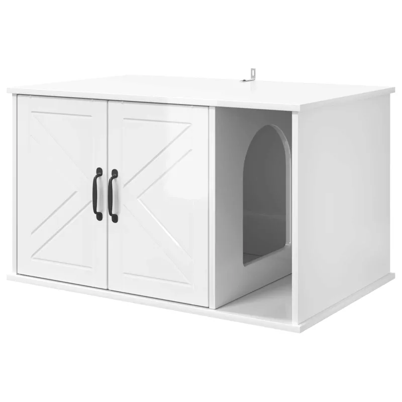 Katės namelis Blizgus baltas 85 x 55 x 50 cm Apdirbta mediena