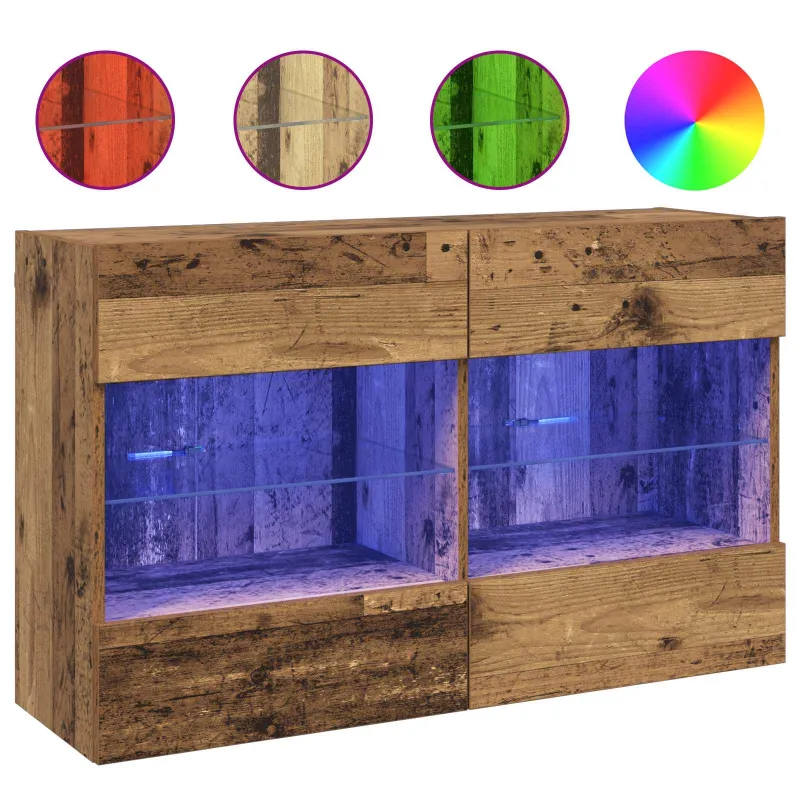 TV sieninė spintelė su LED Senovinis medis 98,5 x 30 x 60,5 cm