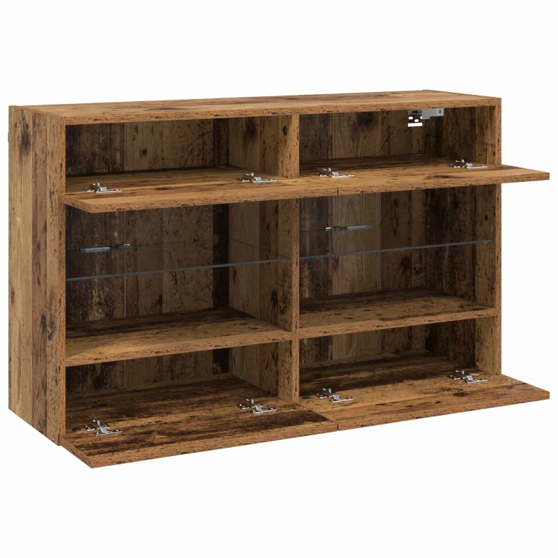 TV sieninė spintelė su LED Senovinis medis 98,5 x 30 x 60,5 cm