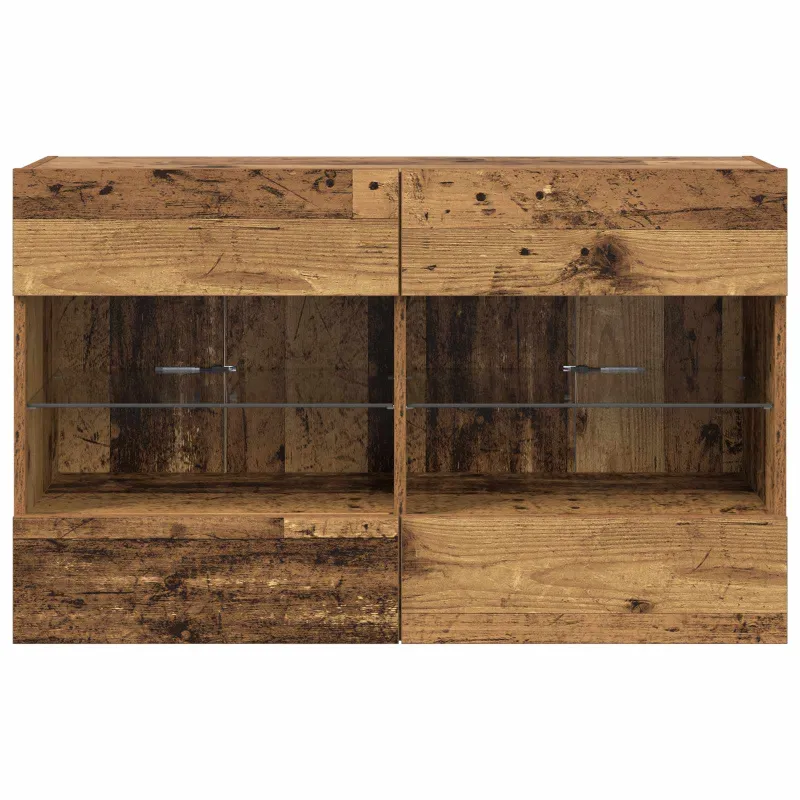 TV sieninė spintelė su LED Senovinis medis 98,5 x 30 x 60,5 cm