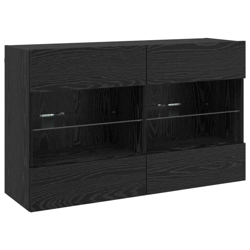 TV sieninė spintelė su LED Juodas ąžuolas 98,5 x 30 x 60,5 cm