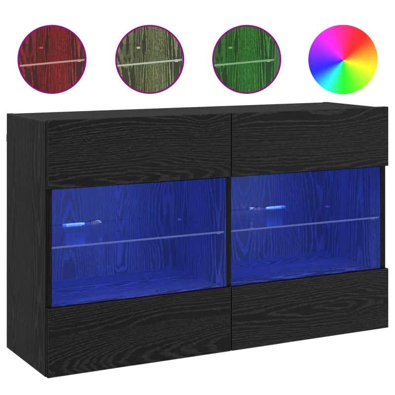 TV sieninė spintelė su LED Juodas ąžuolas 98,5 x 30 x 60,5 cm
