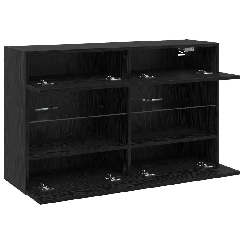 TV sieninė spintelė su LED Juodas ąžuolas 98,5 x 30 x 60,5 cm