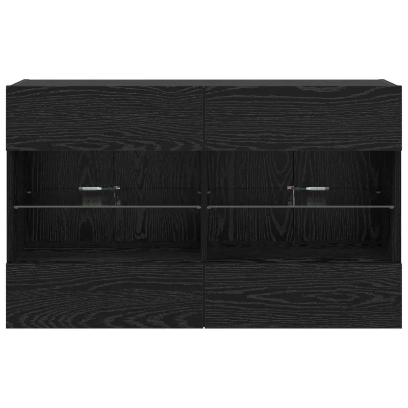 TV sieninė spintelė su LED Juodas ąžuolas 98,5 x 30 x 60,5 cm