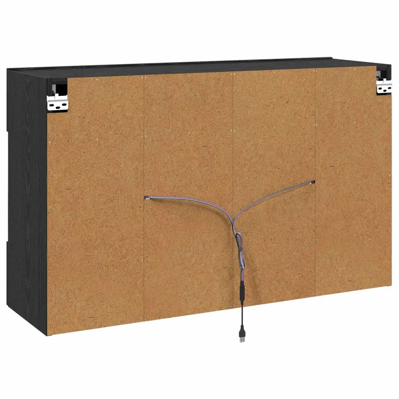 TV sieninė spintelė su LED Juodas ąžuolas 98,5 x 30 x 60,5 cm