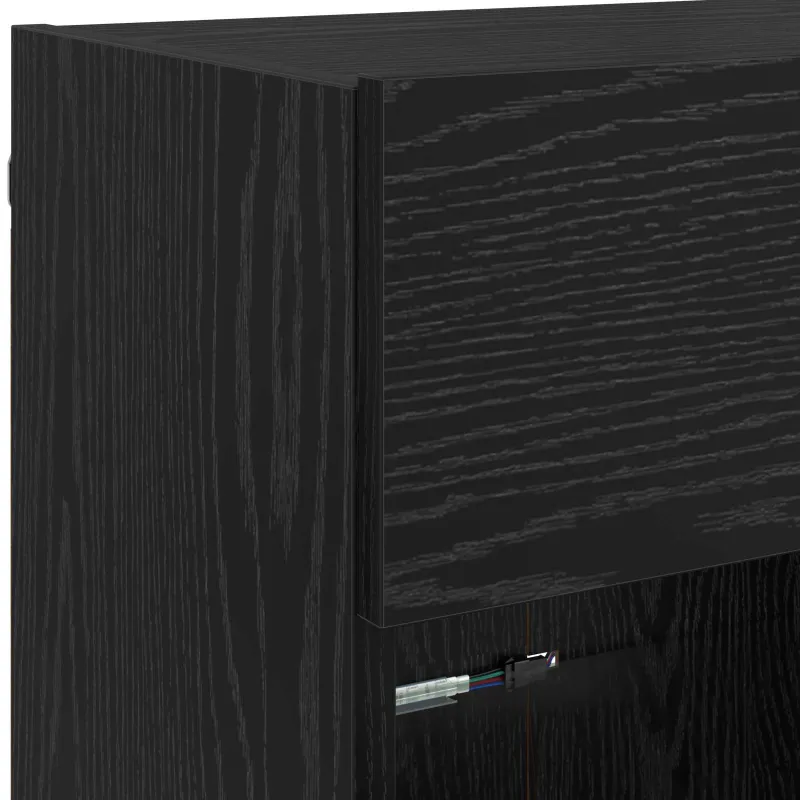 TV sieninė spintelė su LED Juodas ąžuolas 98,5 x 30 x 60,5 cm