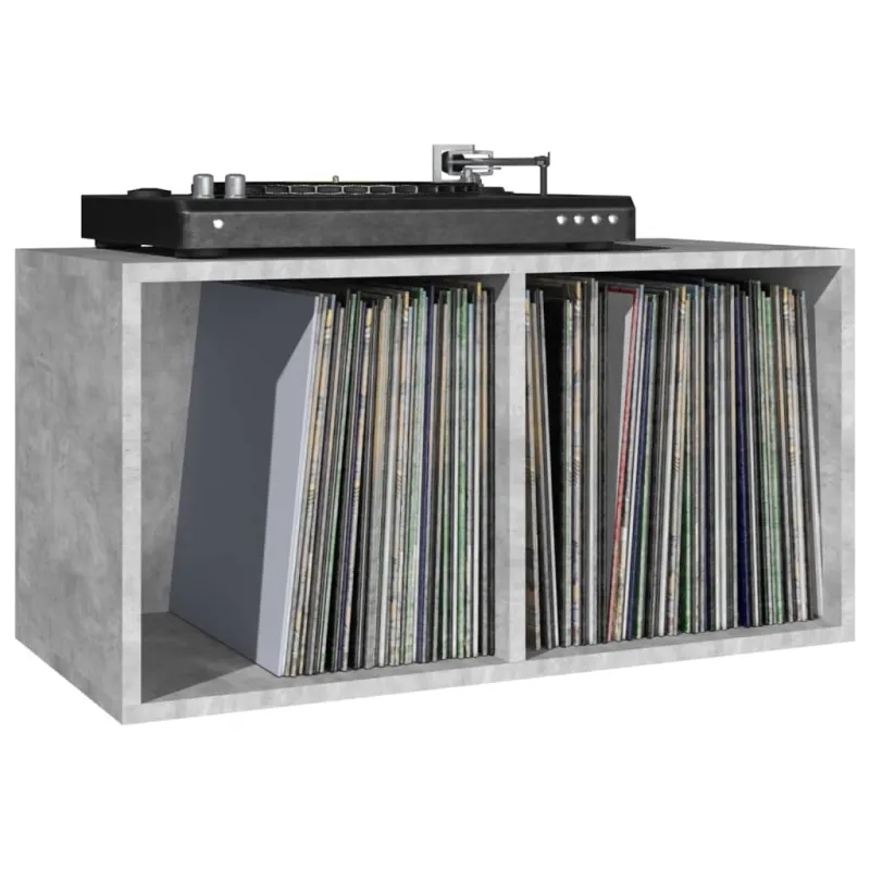 Dėžė vinilinėms plokštelėms, betono pilka, 71x34x36cm, mediena