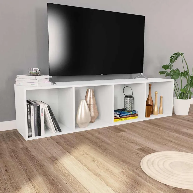 Spintelė knygoms/TV, balta, 36x30x143cm, apdirbta mediena