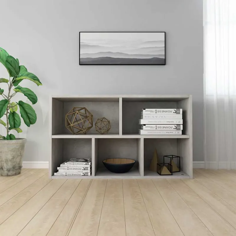 Knygų/šoninė spintelė, betono, 50x25x80cm, apdirbta mediena