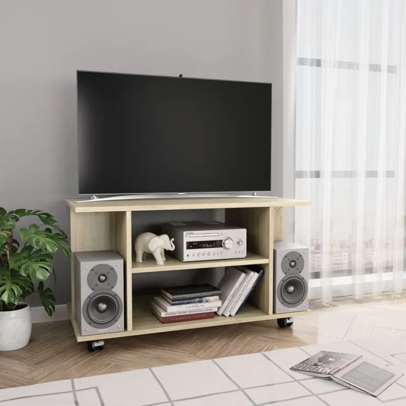 TV spintelė su ratukais, sonoma ąžuolo sp., 80x40x45cm, mediena