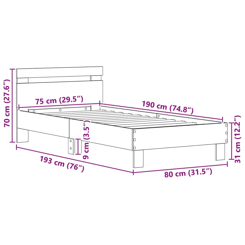Lovos rėmas Amatininkų ąžuolas 75 x 190 cm Apdirbta mediena