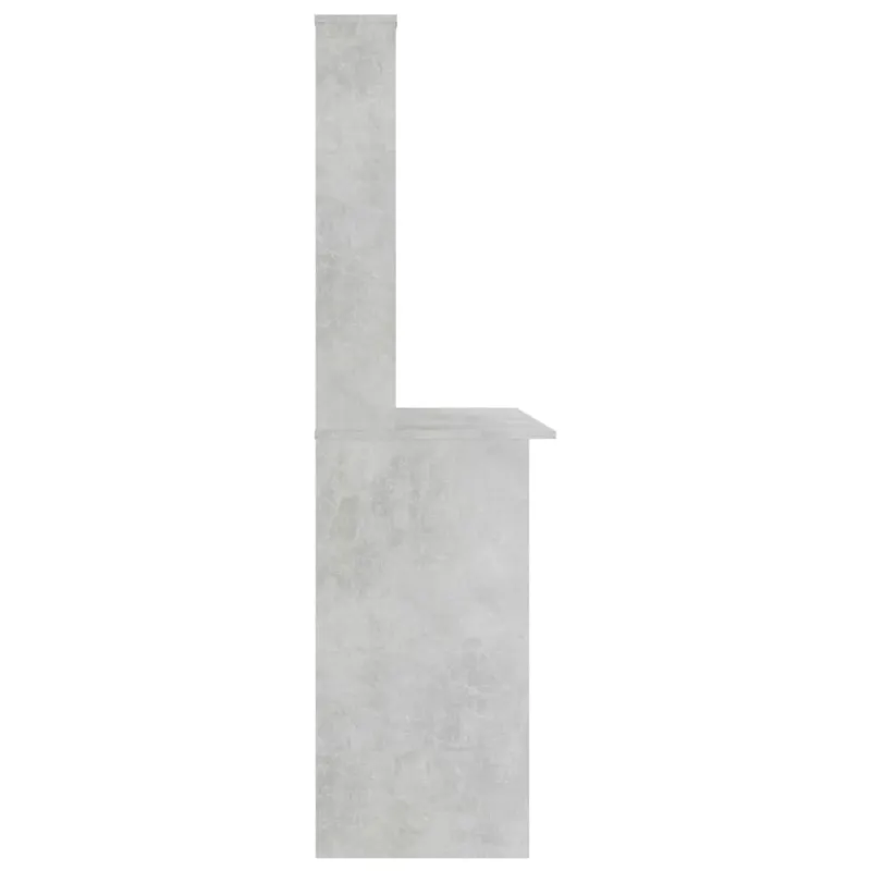 Stalas su lentynomis, betono pilkos sp., 110x45x157cm, MDP