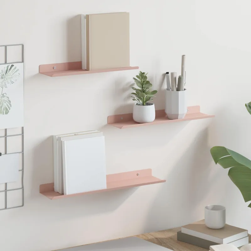 Plūduriuojanti lentyna 3 pcs Rožinė 40 x 9 x 2,5 cm Plienas