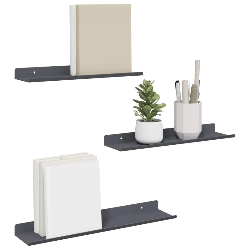 Plūduriuojanti lentyna 3 pcs Antracitas 40 x 9 x 2,5 cm Plienas