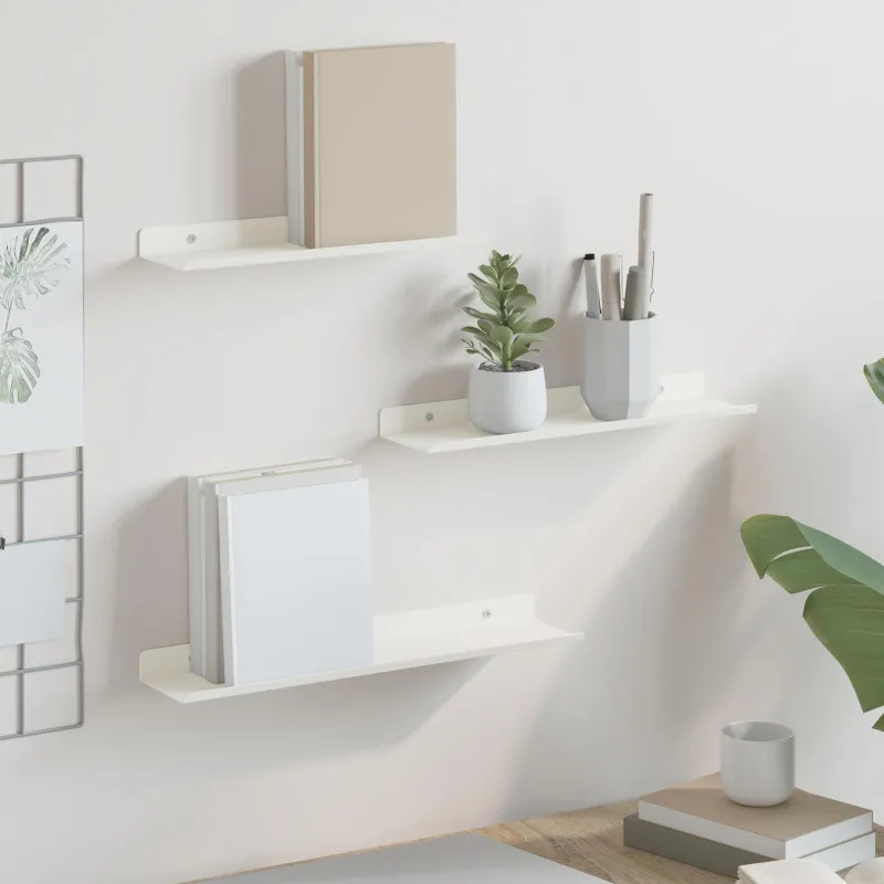 Plūduriuojanti lentyna 3 pcs Baltas 40 x 9 x 2,5 cm Plienas