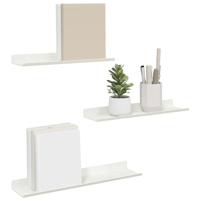 Plūduriuojanti lentyna 3 pcs Baltas 40 x 9 x 2,5 cm Plienas