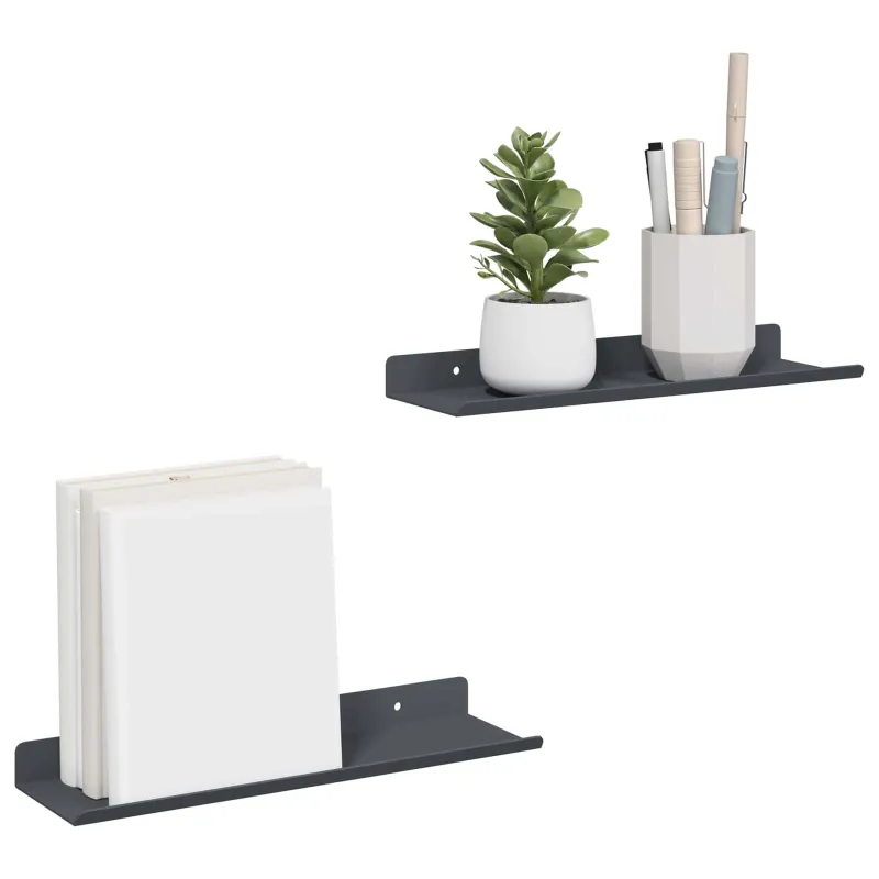 Plūduriuojanti lentyna 2 pcs Antracitas 30 x 9 x 2,5 cm Plienas