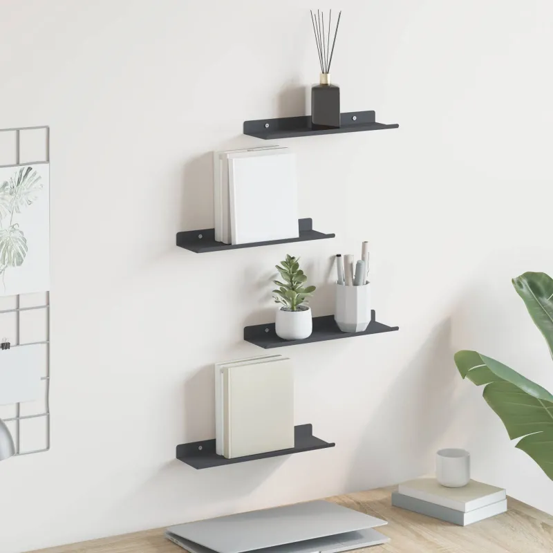 Plūduriuojanti lentyna 4 pcs Antracitas 30 x 9 x 2,5 cm Plienas