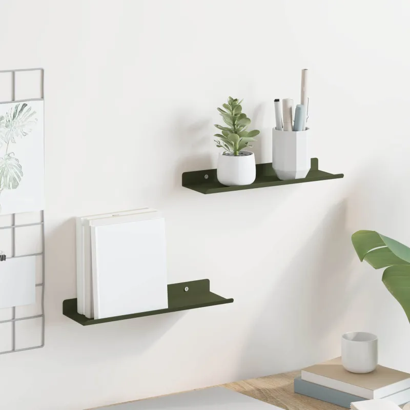Plūduriuojanti lentyna 2 pcs Alyvuogių žalia 30 x 9 x 2,5 cm