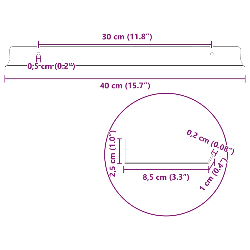Plūduriuojanti lentyna 4 pcs Rožinė 40 x 8,5 x 2,5 cm Plienas