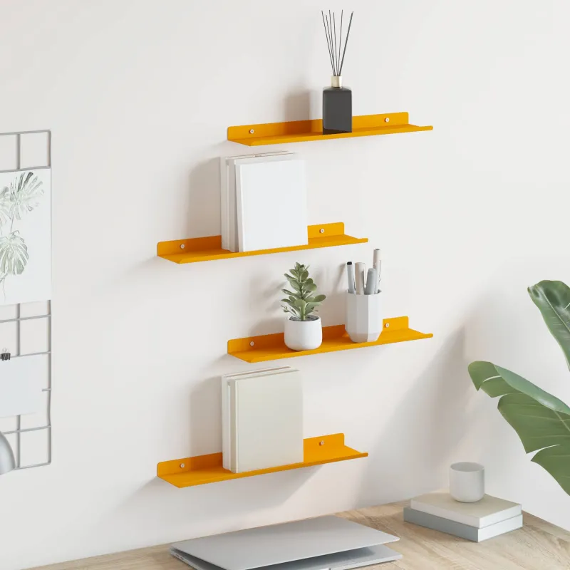 Plūduriuojanti lentyna 4 pcs Garučių geltona 40 x 8,5 x 2,5 cm