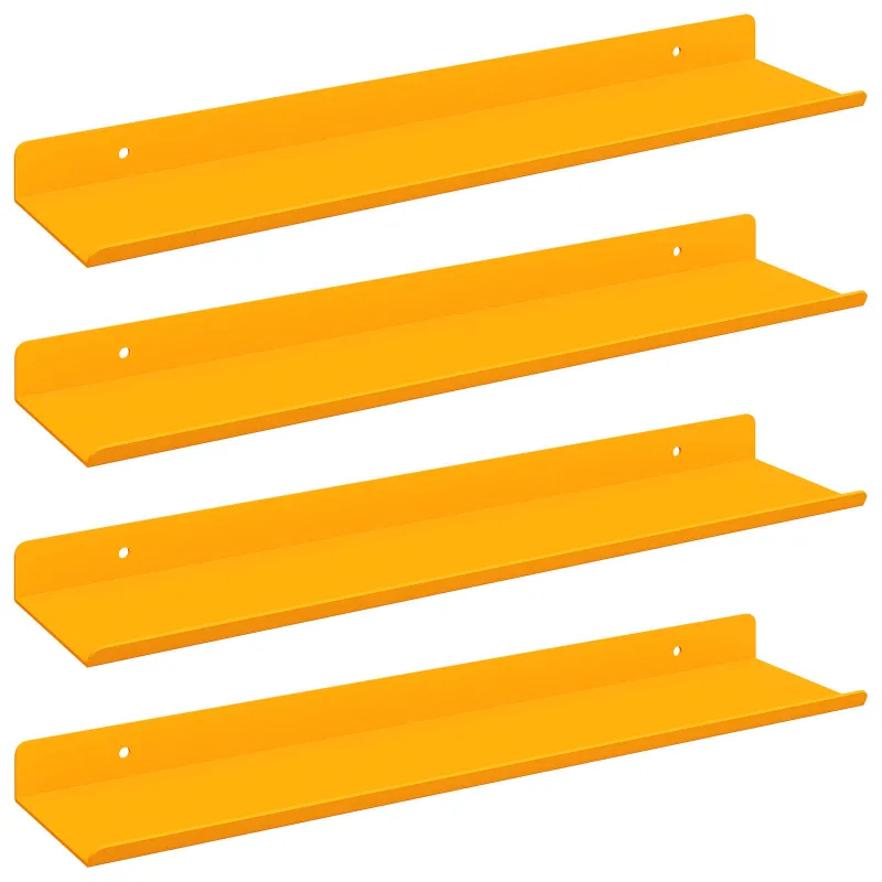 Plūduriuojanti lentyna 4 pcs Garučių geltona 40 x 8,5 x 2,5 cm