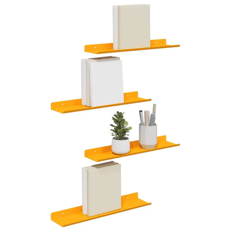 Plūduriuojanti lentyna 4 pcs Garučių geltona 40 x 8,5 x 2,5 cm