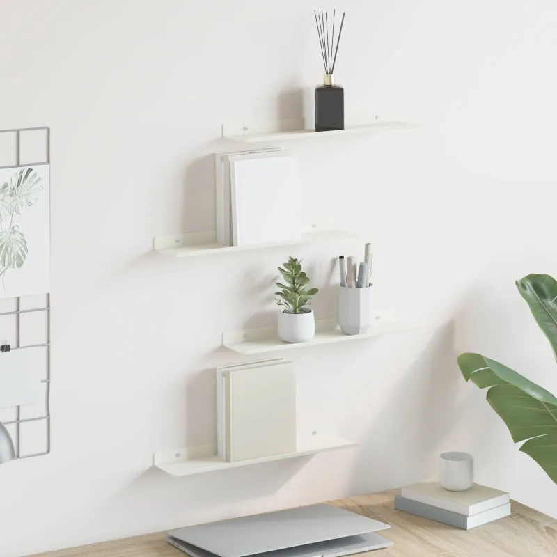 Plūduriuojanti lentyna 4 pcs Baltas 40 x 8,5 x 2,5 cm Plienas