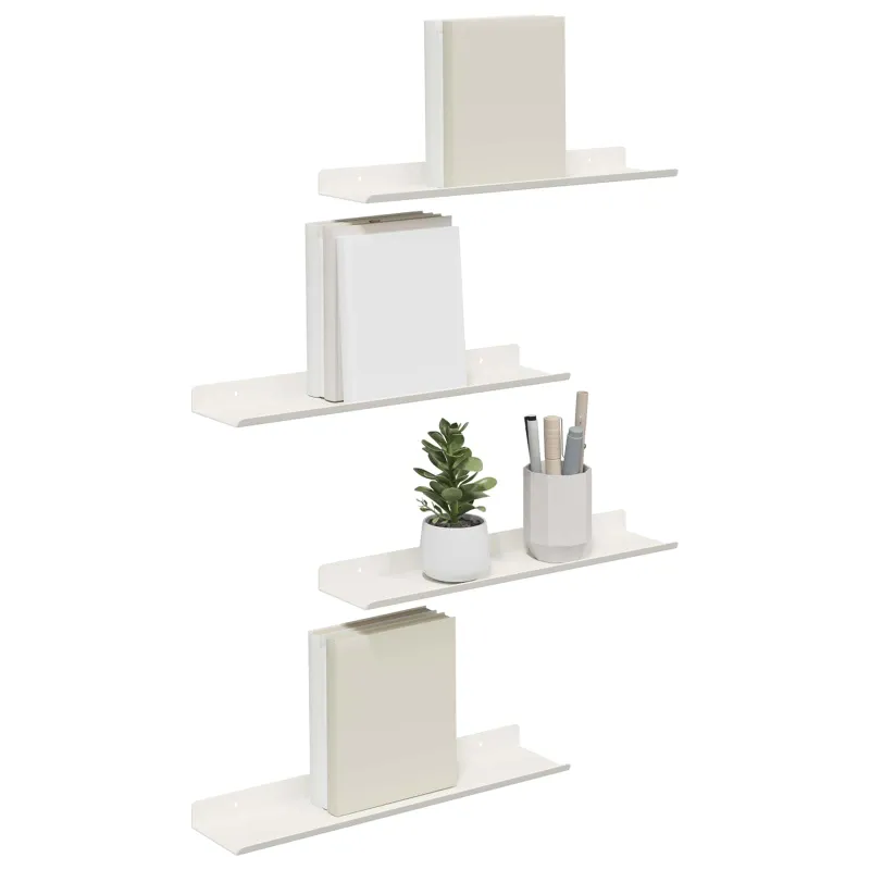 Plūduriuojanti lentyna 4 pcs Baltas 40 x 8,5 x 2,5 cm Plienas