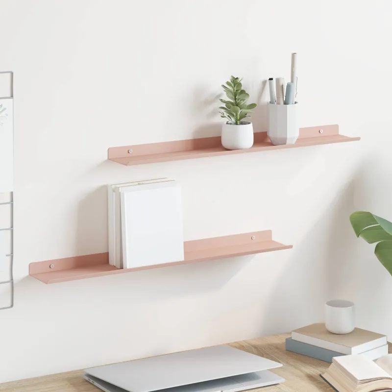 Plūduriuojanti lentyna 2 pcs Rožinė 60 x 8,5 x 2,5 cm Plienas