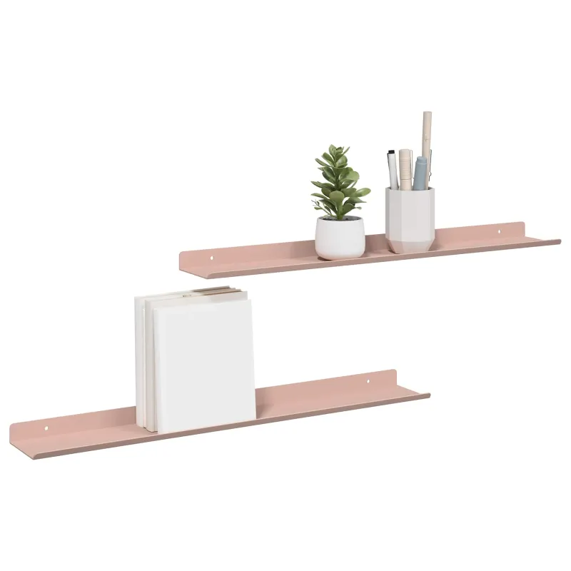Plūduriuojanti lentyna 2 pcs Rožinė 60 x 8,5 x 2,5 cm Plienas