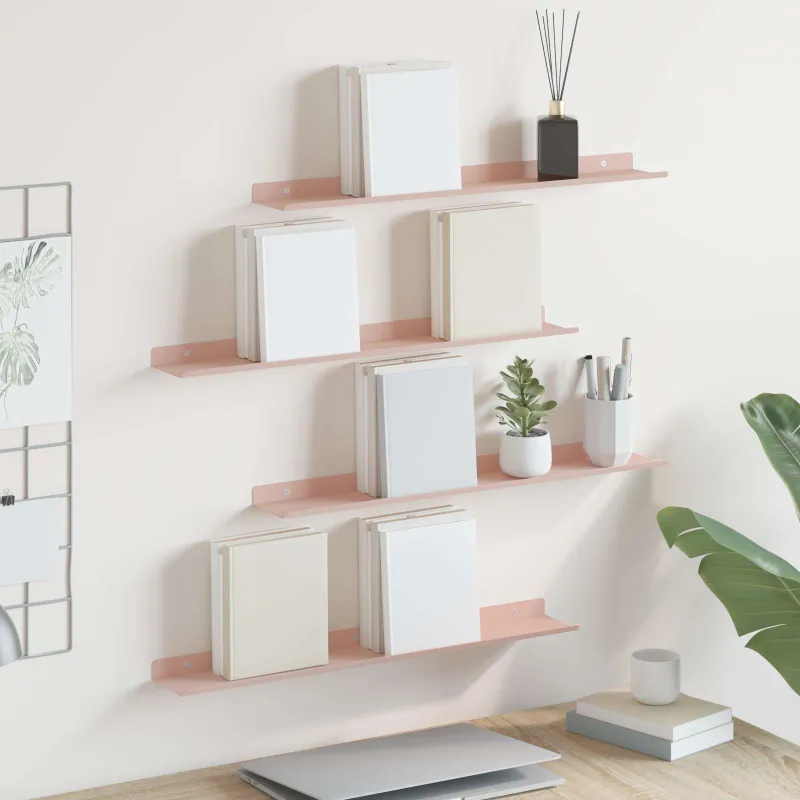 Plūduriuojanti lentyna 4 pcs Rožinė 60 x 8,5 x 2,5 cm Plienas