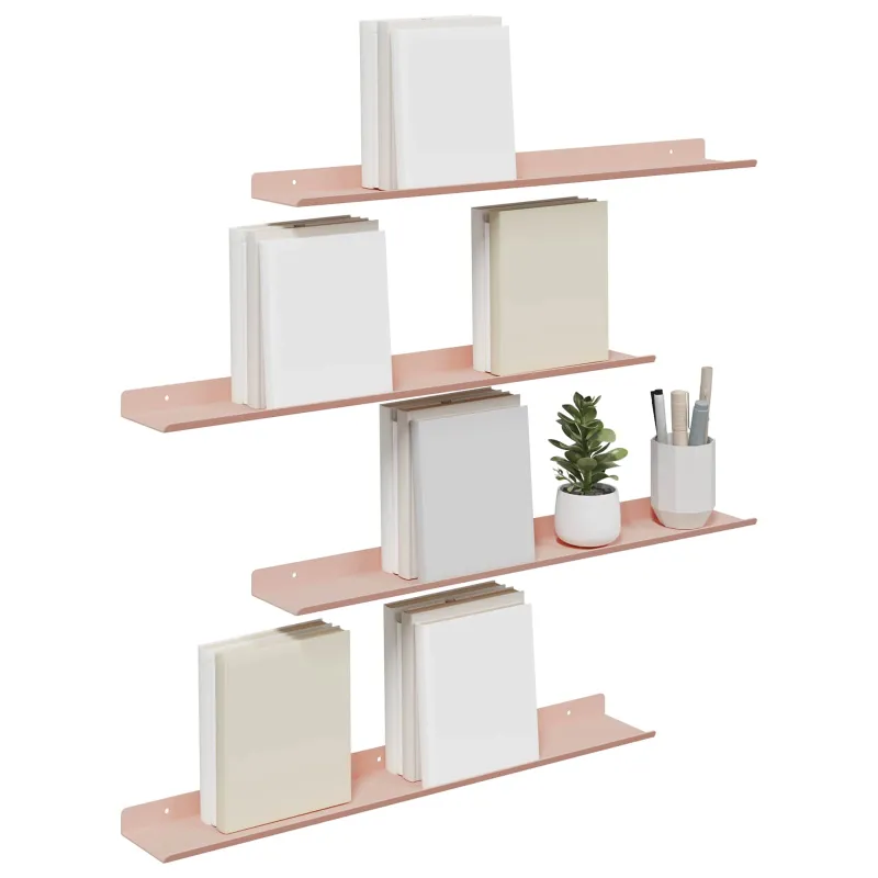 Plūduriuojanti lentyna 4 pcs Rožinė 60 x 8,5 x 2,5 cm Plienas