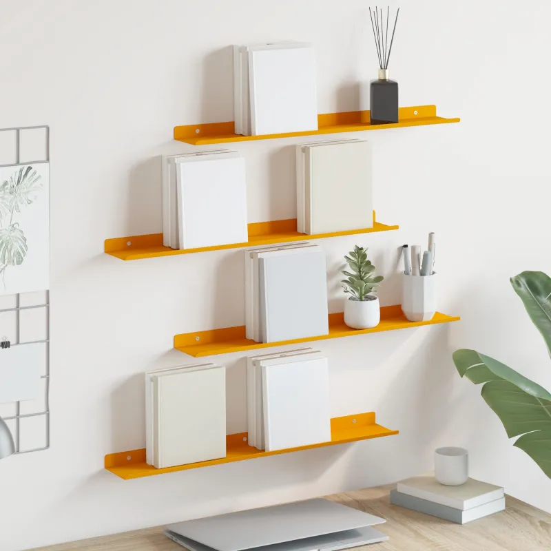 Plūduriuojanti lentyna 4 pcs Garučių geltona 60 x 8,5 x 2,5 cm