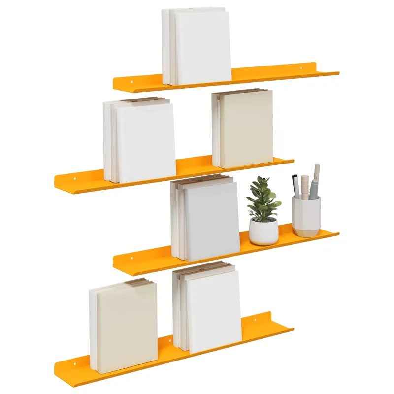 Plūduriuojanti lentyna 4 pcs Garučių geltona 60 x 8,5 x 2,5 cm