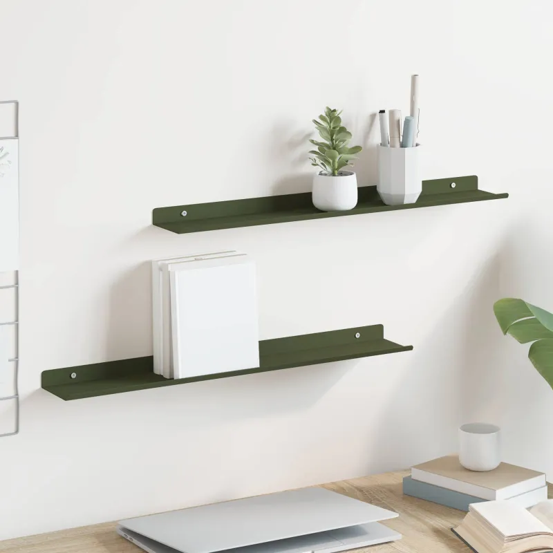 Plūduriuojanti lentyna 2 pcs Alyvuogių žalia 60 x 8,5 x 2,5 cm