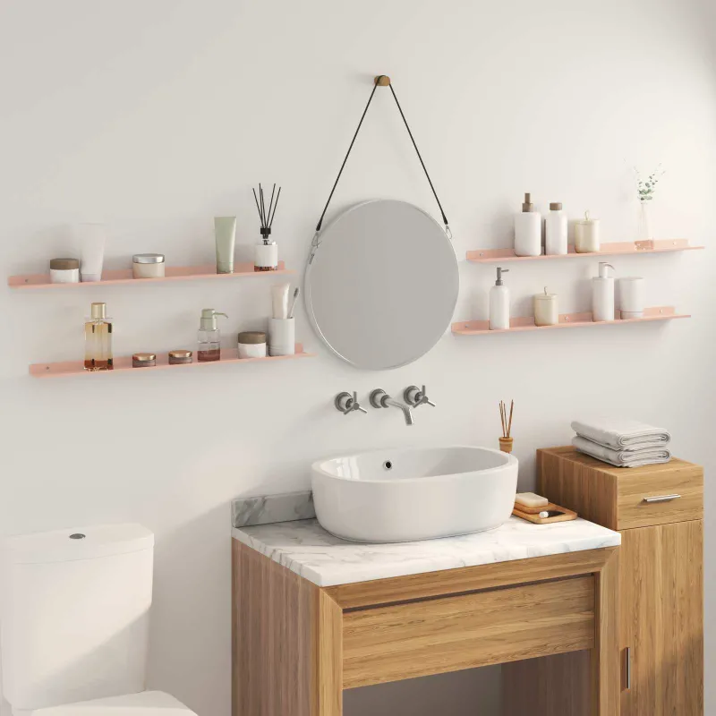 Plūduriuojanti lentyna 4 pcs Rožinė 80 x 9 x 2,5 cm Plienas