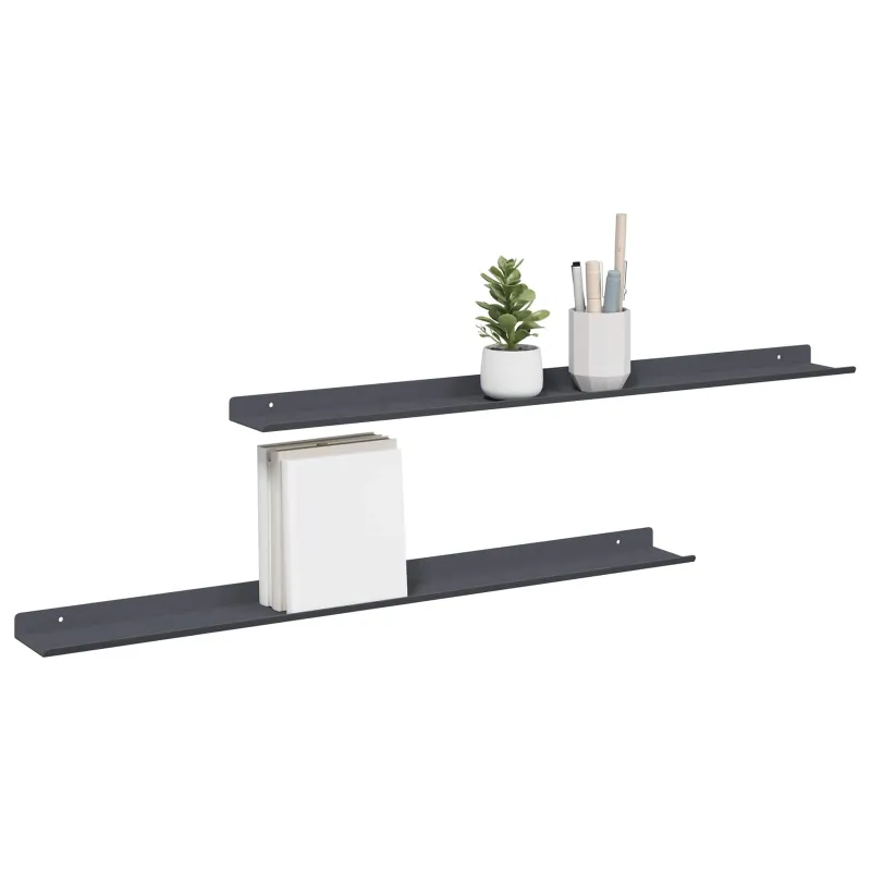 Plūduriuojanti lentyna 2 pcs Antracitas 80 x 9 x 2,5 cm Plienas