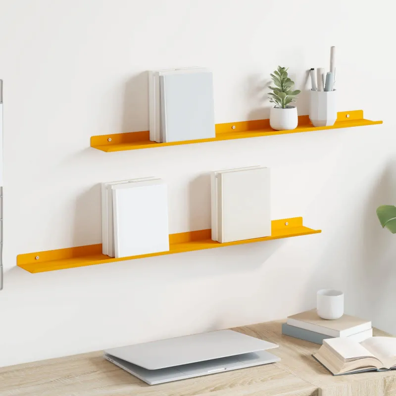 Plūduriuojanti lentyna 2 pcs Garučių geltona 80 x 9 x 2,5 cm