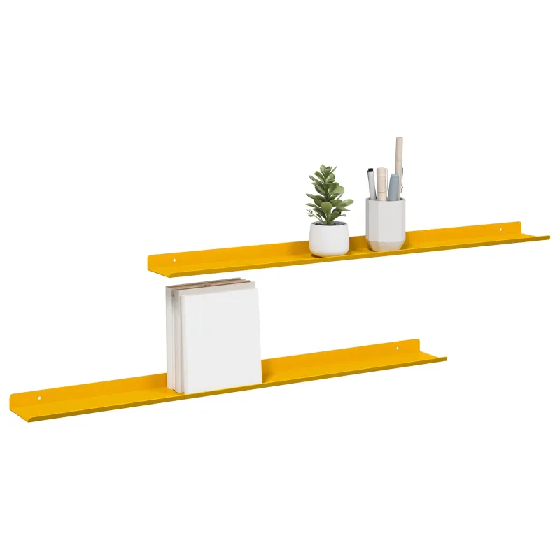 Plūduriuojanti lentyna 2 pcs Garučių geltona 80 x 9 x 2,5 cm