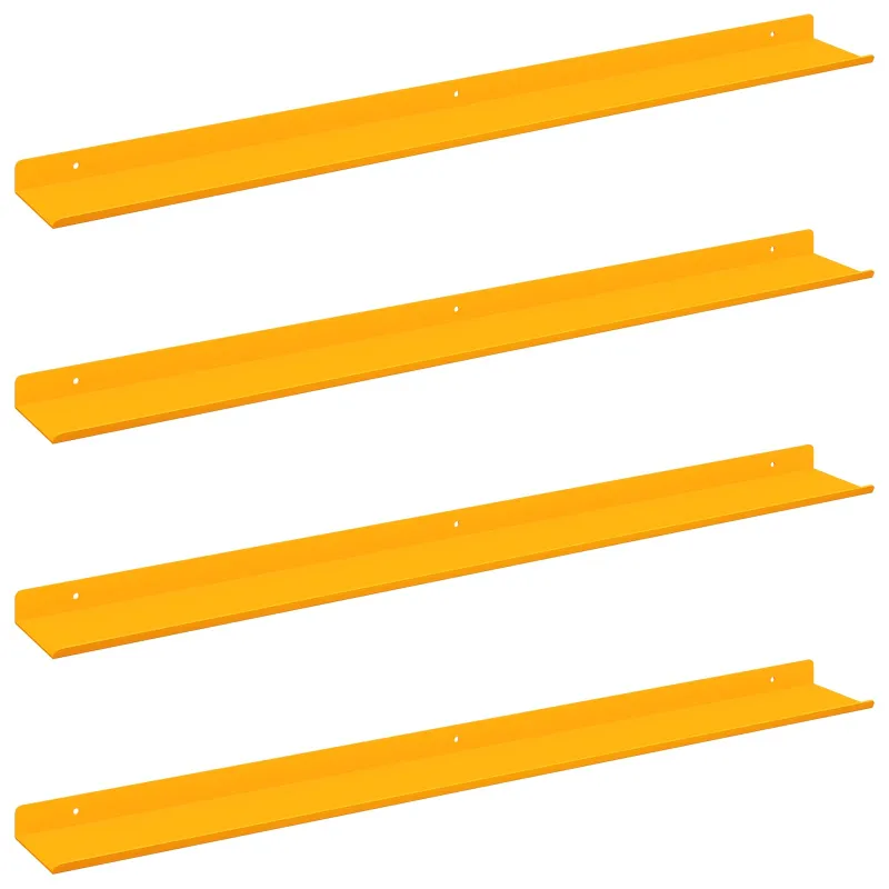 Plūduriuojanti lentyna 4 pcs Garučių geltona 80 x 9 x 2,5 cm