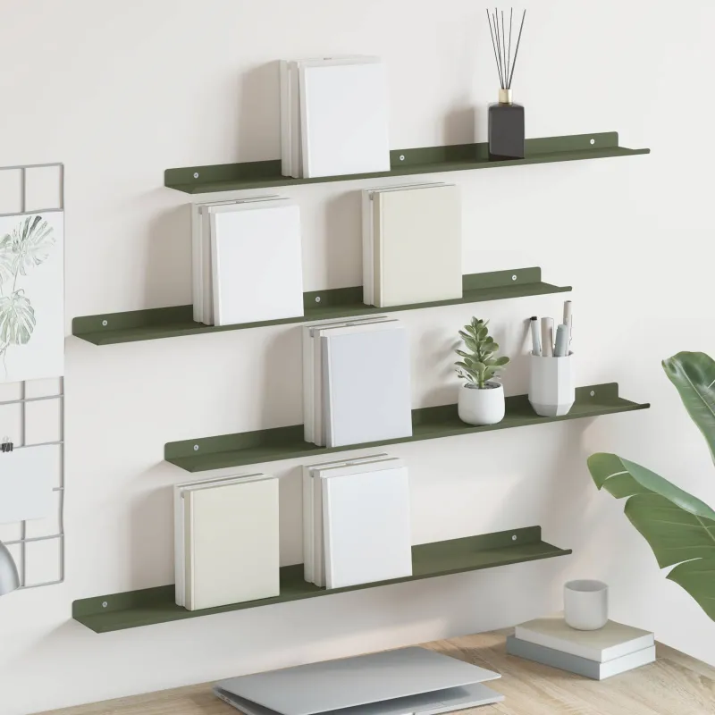 Plūduriuojanti lentyna 4 pcs Alyvuogių žalia 80 x 9 x 2,5 cm
