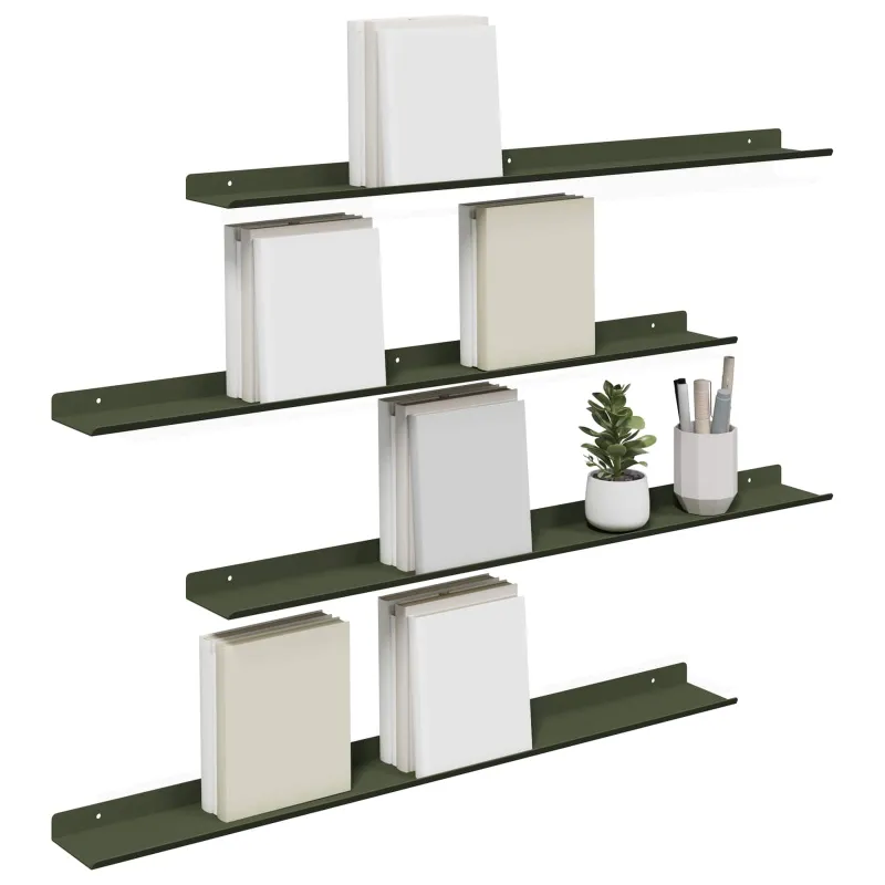Plūduriuojanti lentyna 4 pcs Alyvuogių žalia 80 x 9 x 2,5 cm