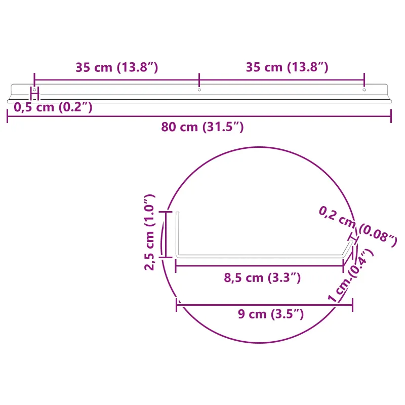 Plūduriuojanti lentyna 4 pcs Alyvuogių žalia 80 x 9 x 2,5 cm