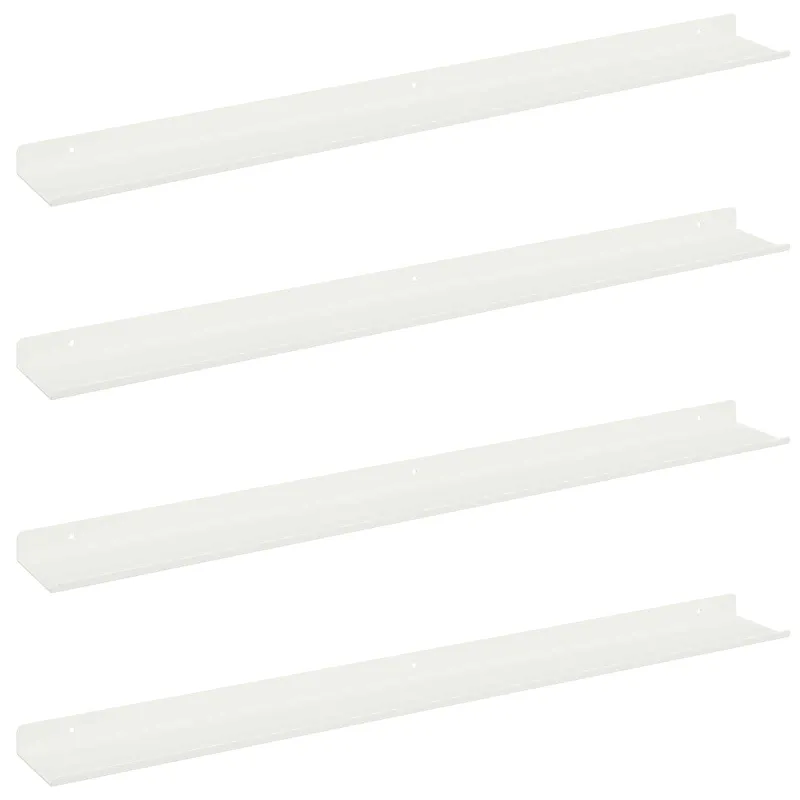 Plūduriuojanti lentyna 4 pcs Baltas 80 x 9 x 2,5 cm Plienas